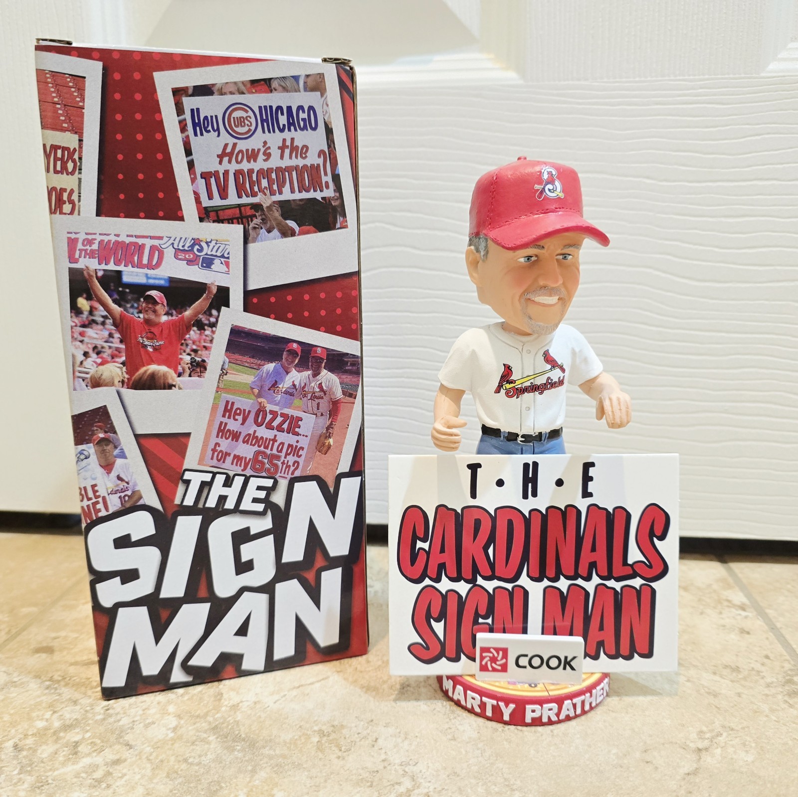 Marty Prather THE SIGN MAN Springfield Cardinals Bobblehead SGA 6-12-26 Route 66