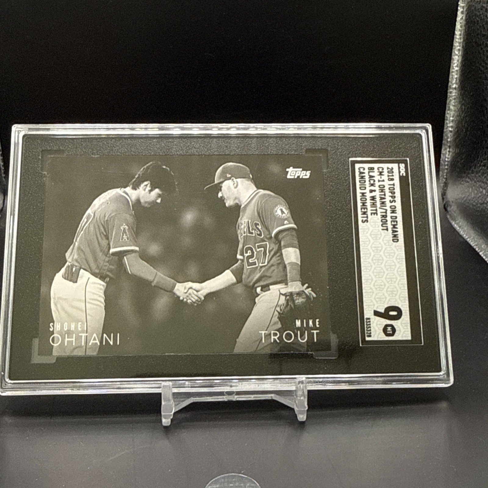 2018 Topps On Demand Black & White /167 Shohei Ohtani Mike Trout SGC 9