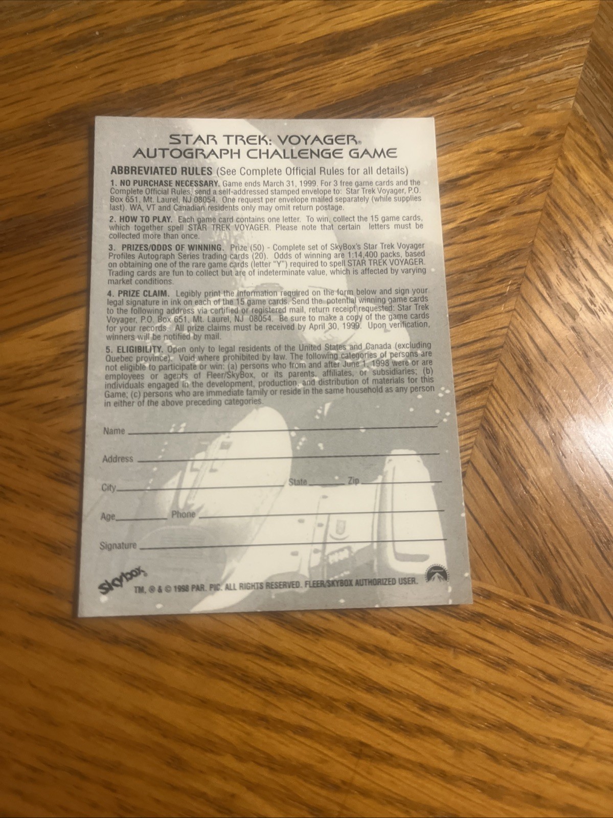 1998 Skybox Star Trek Voyager Profiles Jeri Ryan Seven of Nine Auto Challenge G