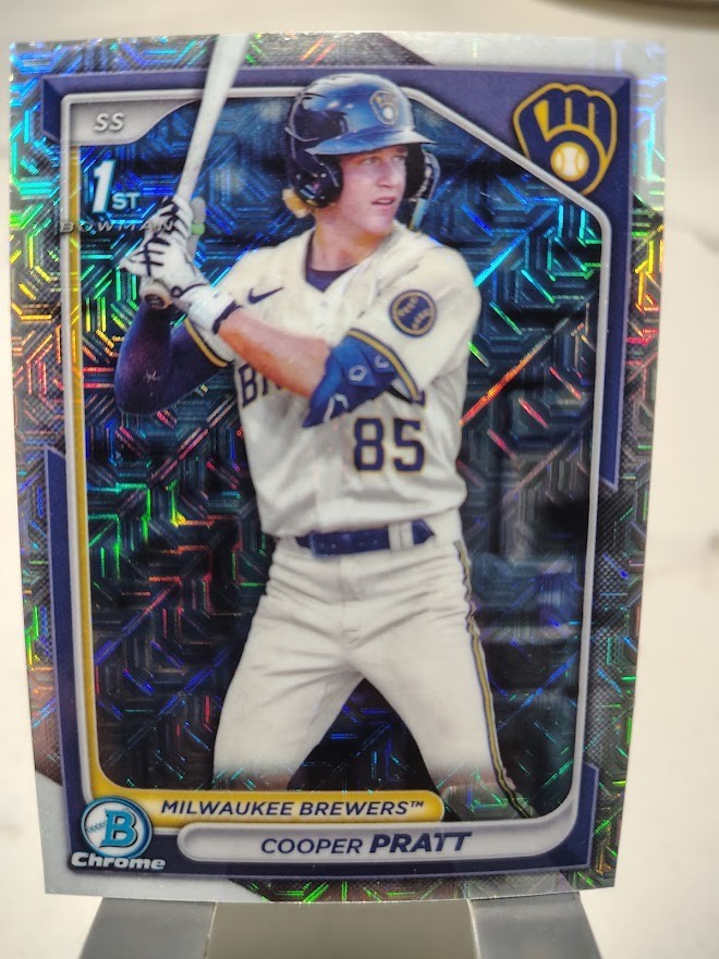 Cooper Pratt 2024 Bowman Chrome 1st Prospect RC Mojo Refractor Brewers QTY