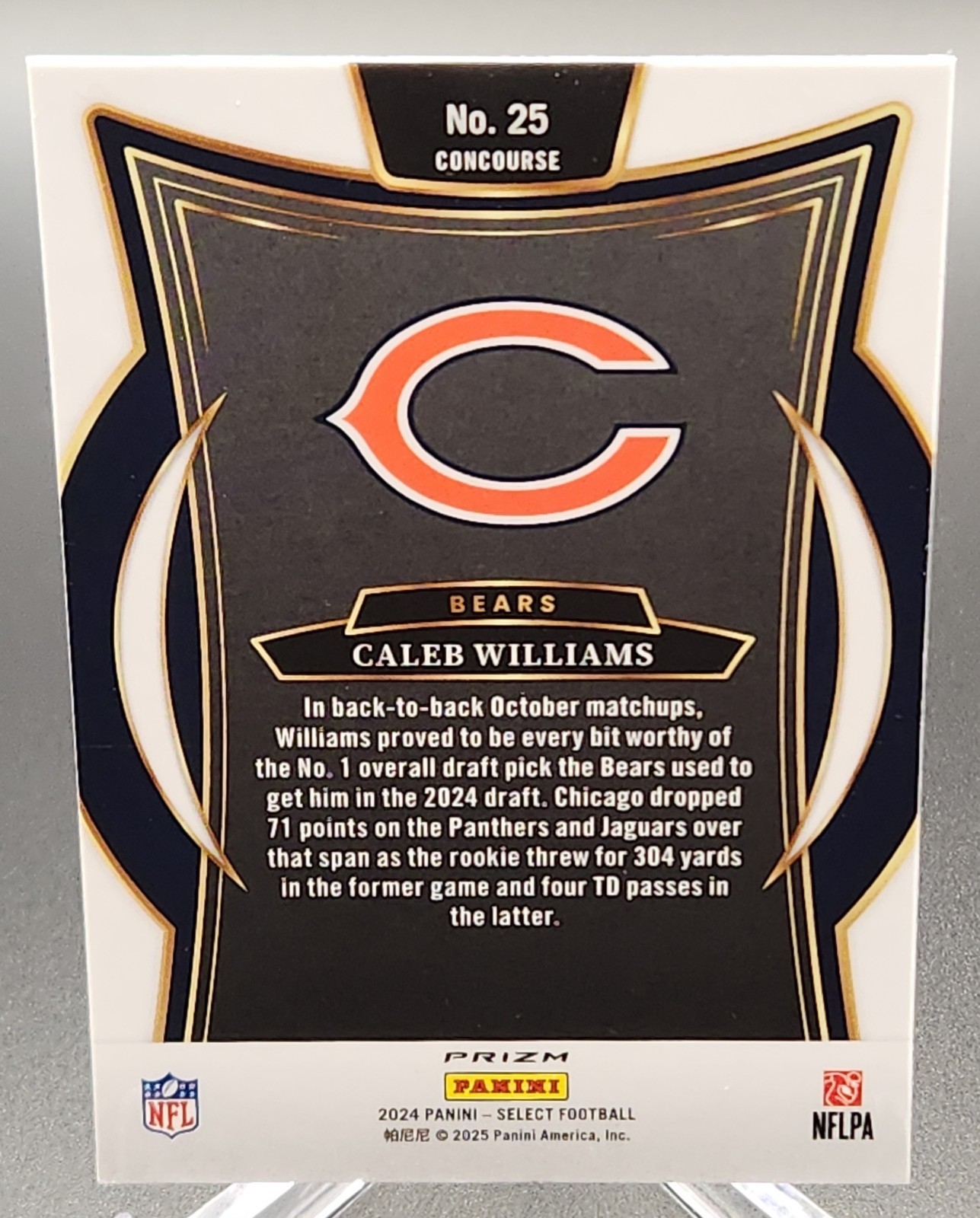 2024 Panini Select – Concourse Caleb Williams #25 Red & Yellow Shock Prizm (RC)
