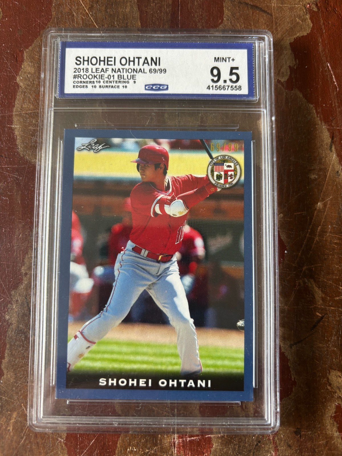 Shohei Ohtani 2018 Leaf National Rookie Blue 69/99 CCG 9.5 Rookie – Very rare!