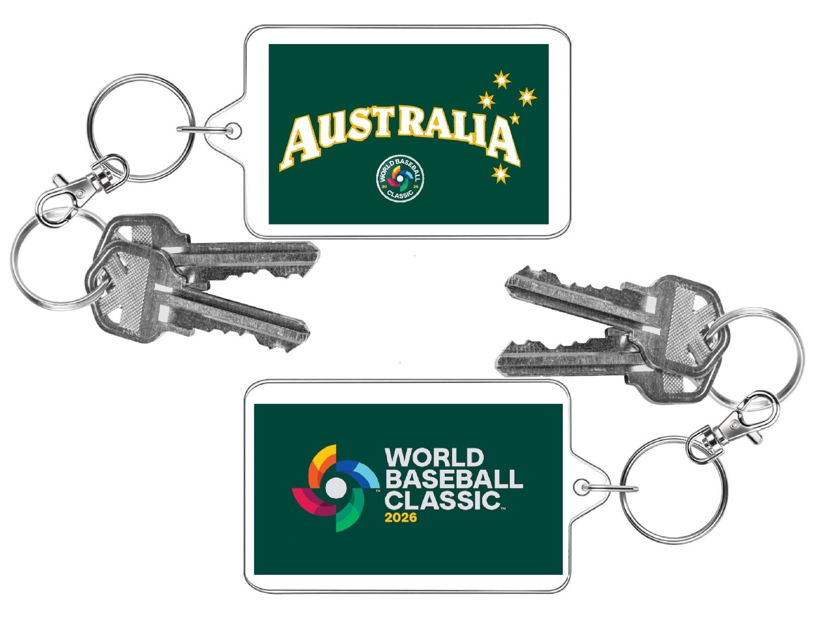 World Baseball Classic Photo Keychain 2026 Team Logo Dual Image USA Japan Korea