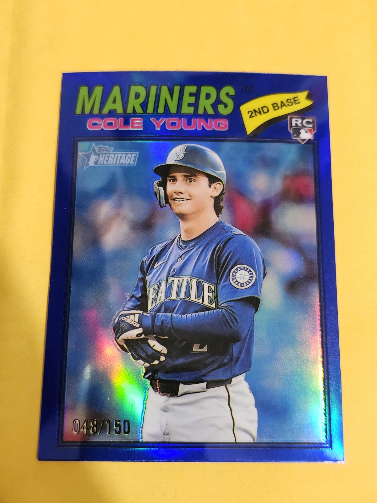 2026 Topps Heritage – Cole Young #142 Chrome Blue Refractor /150 (RC)