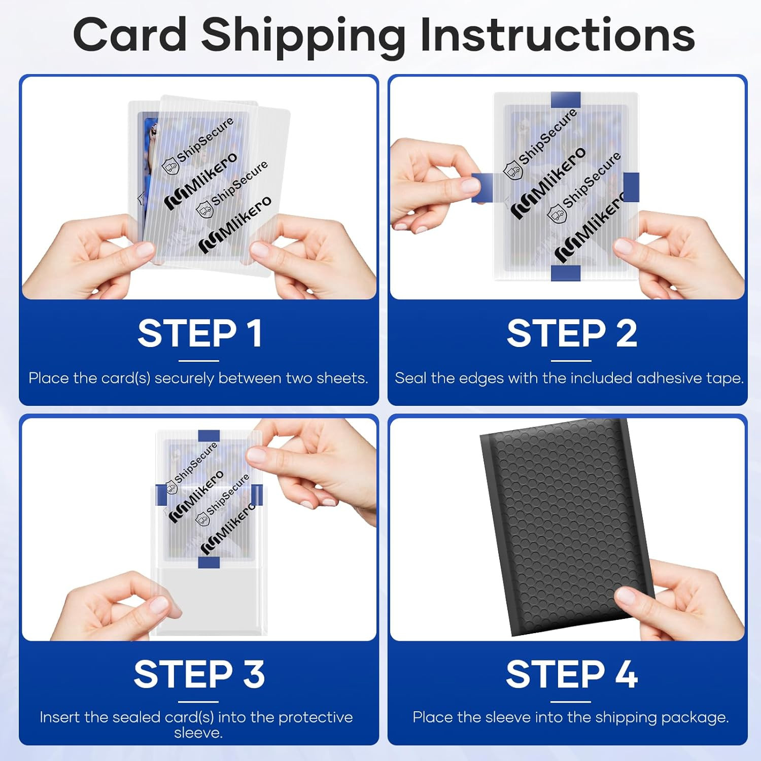 120 Pack Trading Card Shipping Protectors, 3.5” x 4.5” Plastic Card Protector