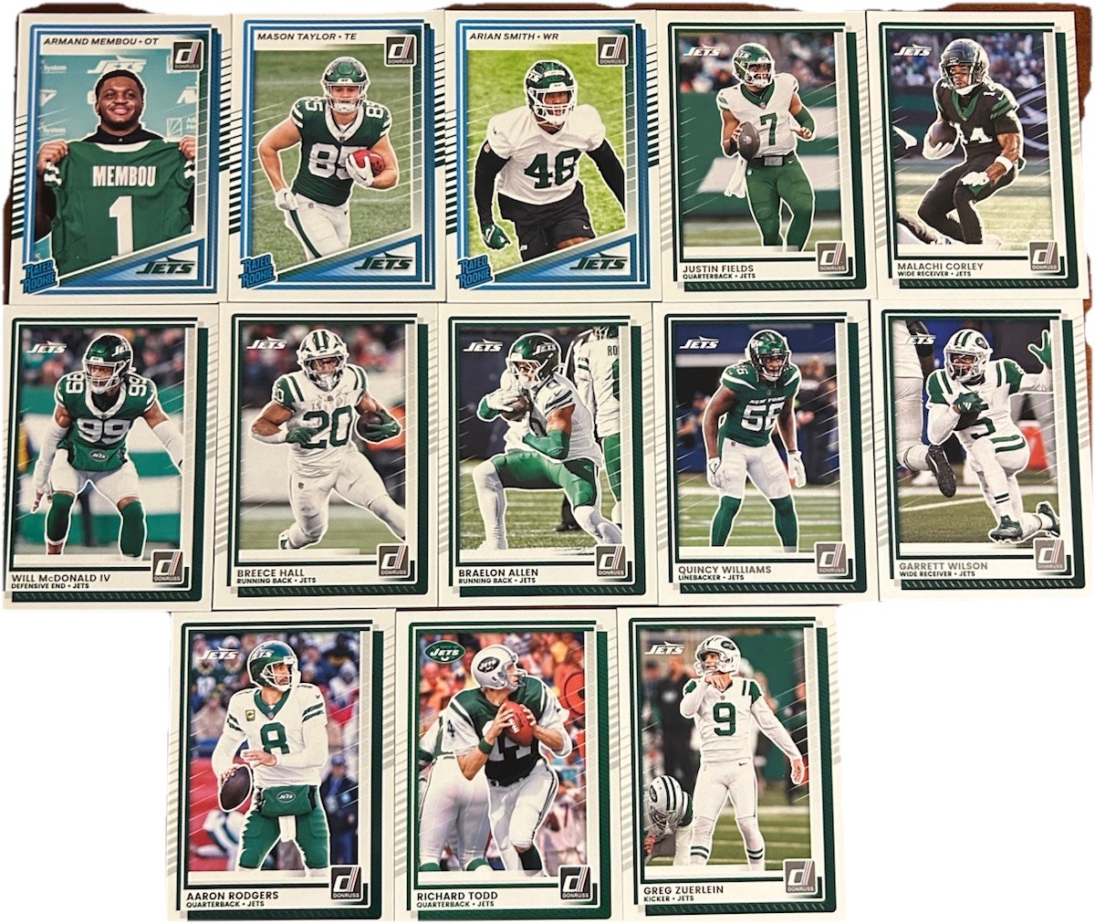 2025 Donruss Football (1-400 Set) New York Jets Team Set (13 Cards)