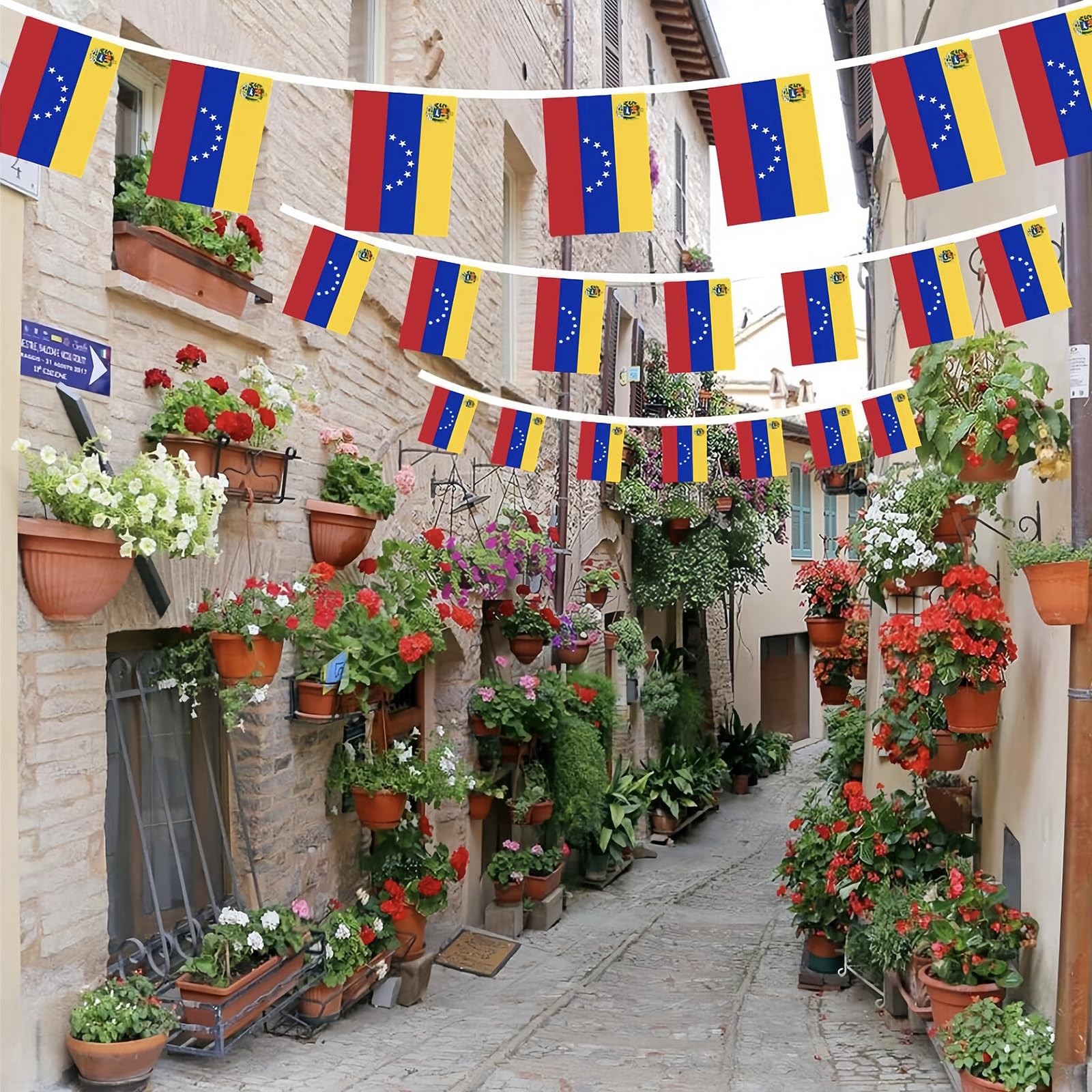 AhfuLife 30 Pcs Venezuela String Flags for 5.51×8.26 in-30 Pcs,