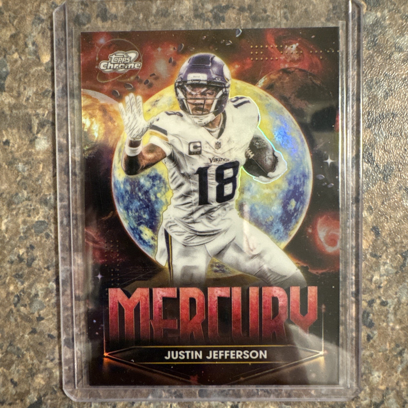 2025 Cosmic Chrome Football Justin Jefferson Planetary Pursuit Mercury #PPM-JJ