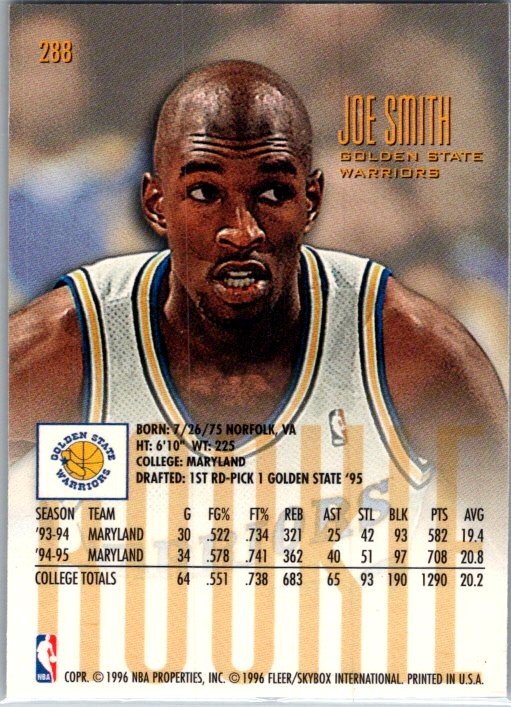 1995-96 Ultra #288 Joe Smith