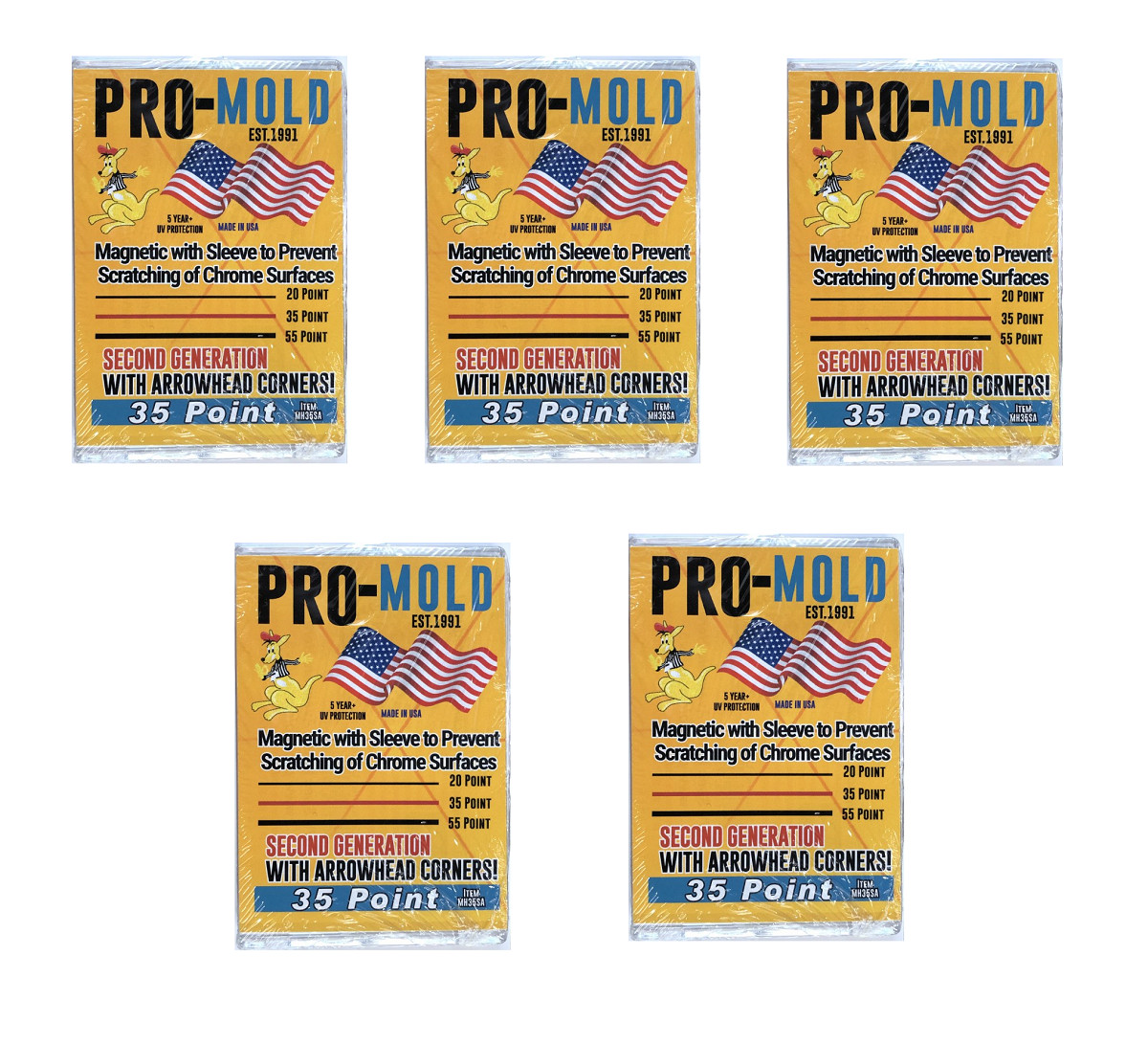 (5-Pack) Pro-Mold Magnetic with Sleeve 2ND GEN – 35pt Sleeved Size Card Holder