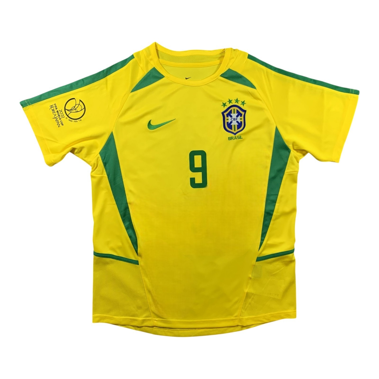 Ronaldo #9 Brazil 2002 World Cup Home Jersey – Men’s Retro Soccer Shirt – NEW