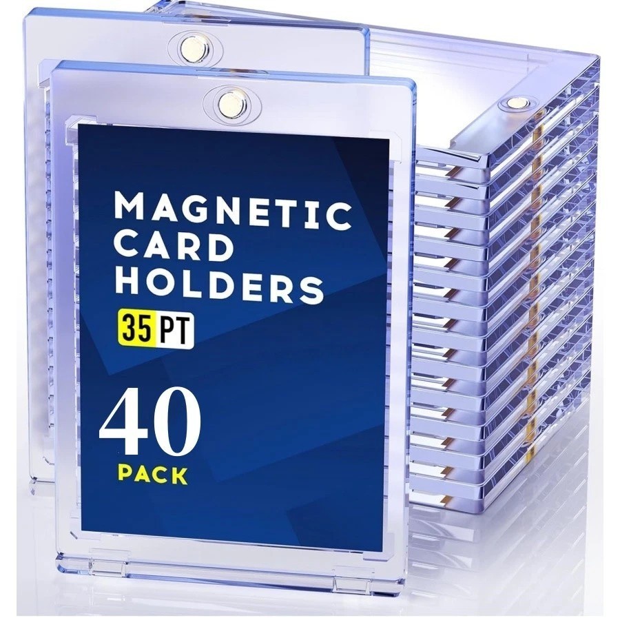 40-Pack Magnetic Card Holder 35PT U-V Protection Hard Trading Game Card Case
