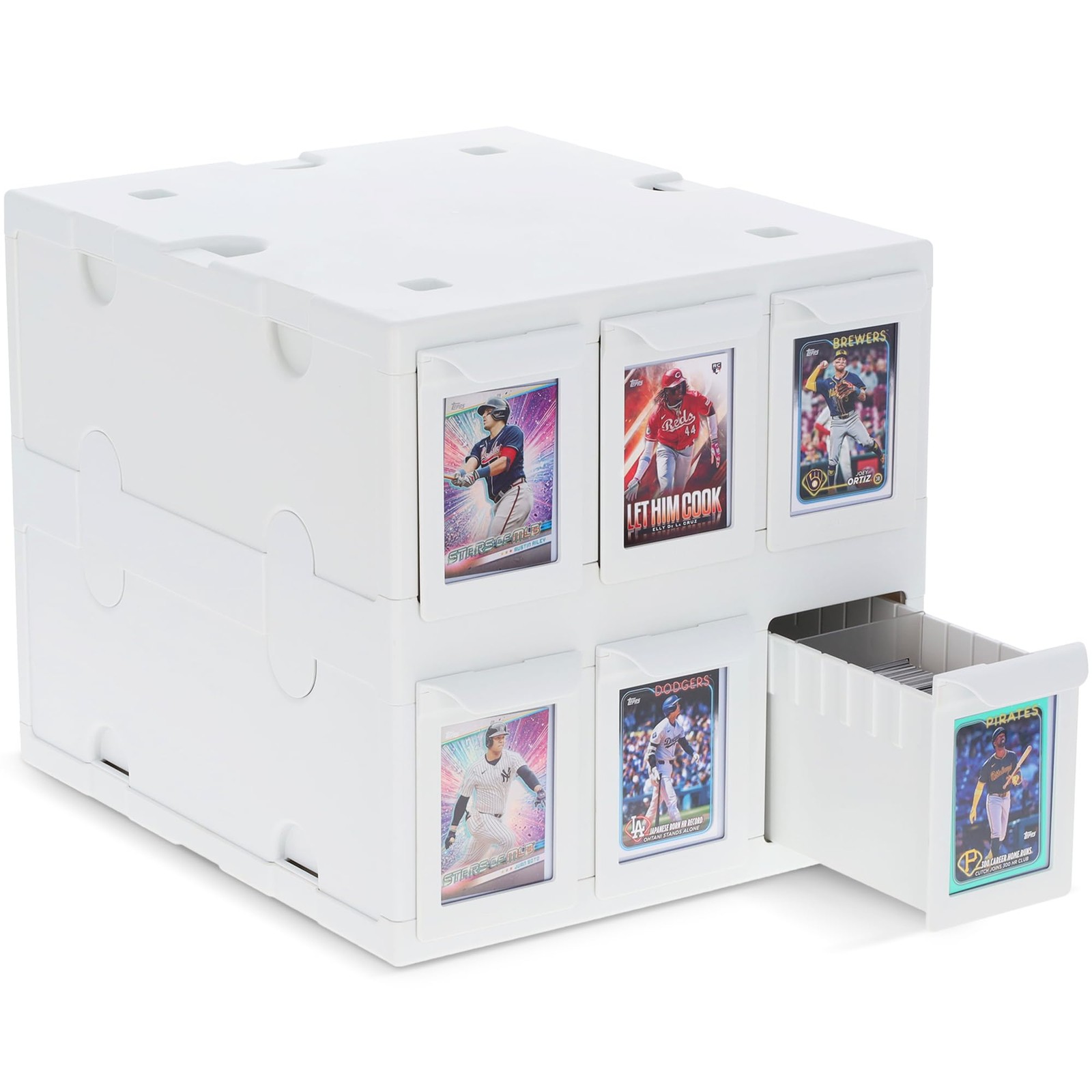 6 Drawer Card Catalog – White | Stackable Trading Card Organizer Box | Holds …