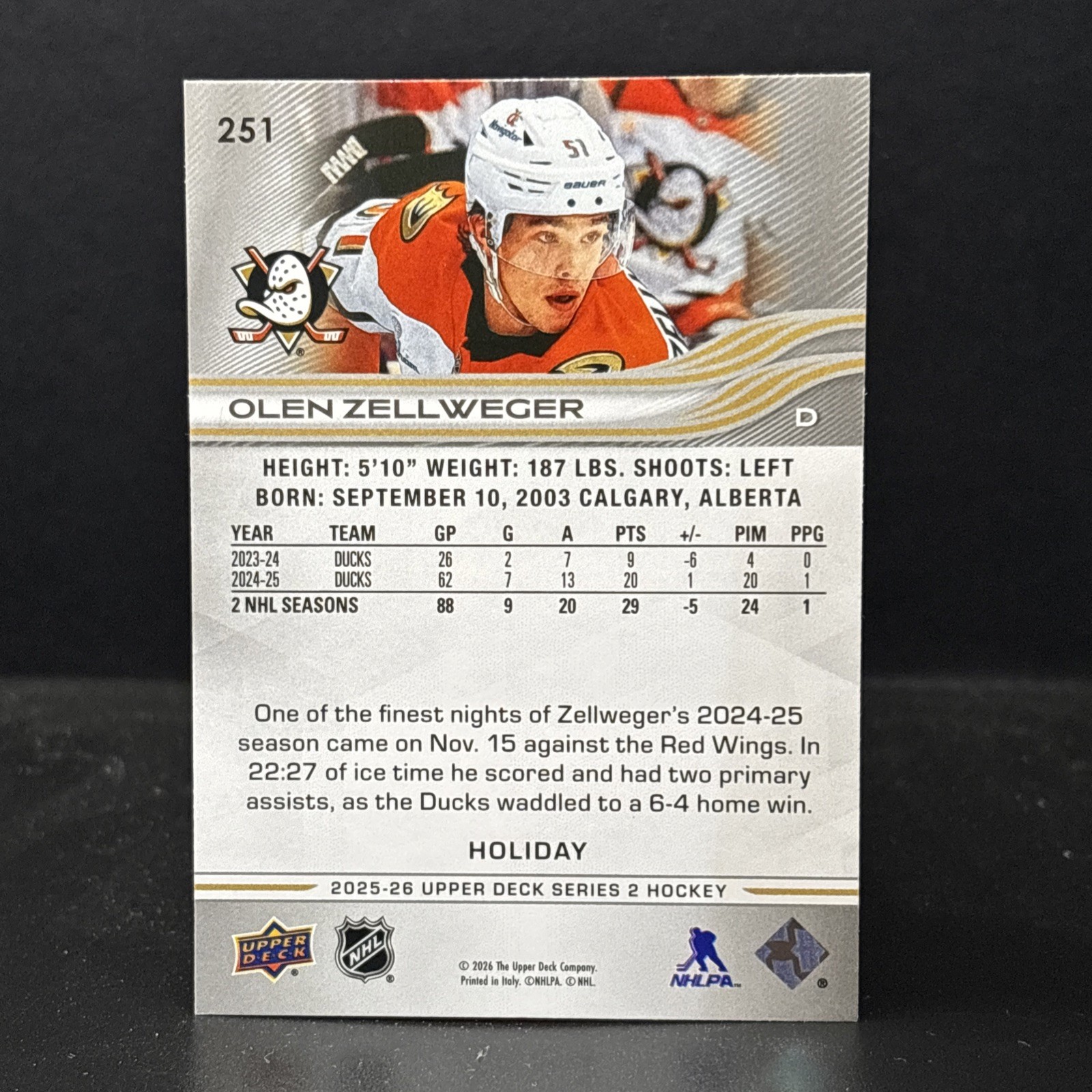 2025-26 Upper Deck Series 2 – Holiday Easter #251 Olen Zellweger