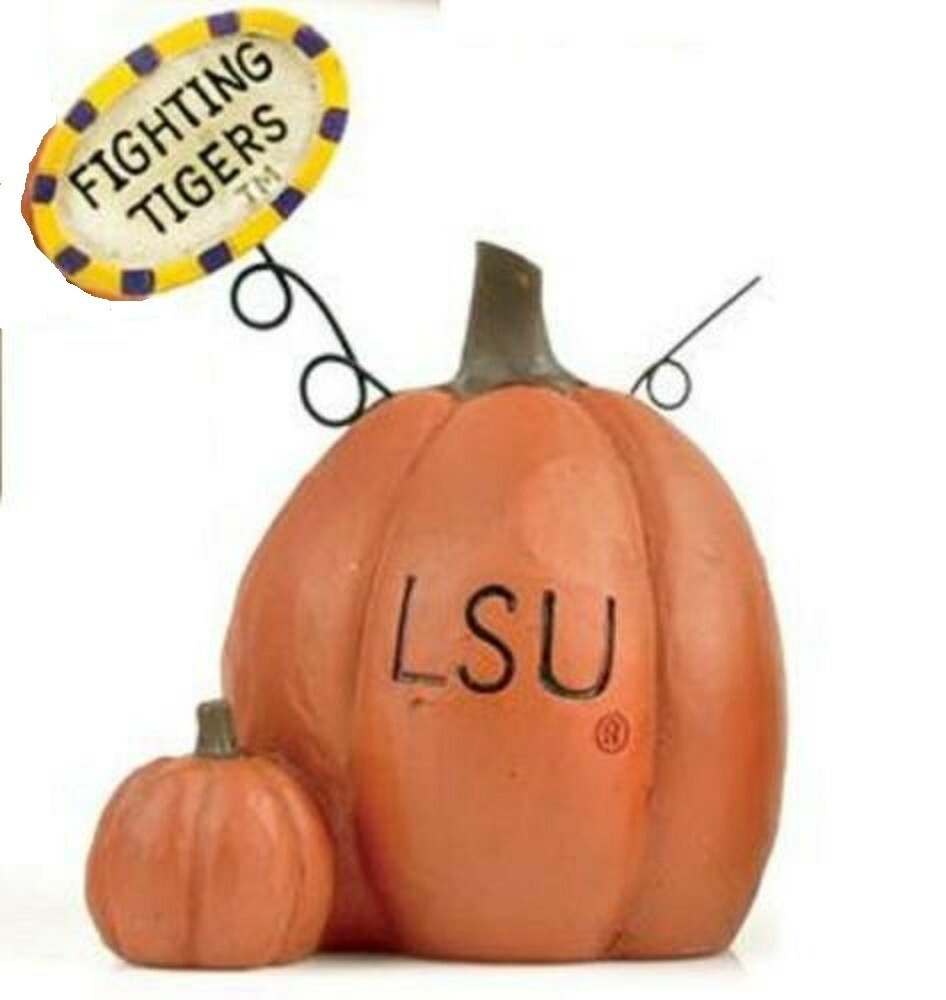 Louisiana Pumpkin Figurine by Blossom Bucket~with FIGHTING TIGERS Sign