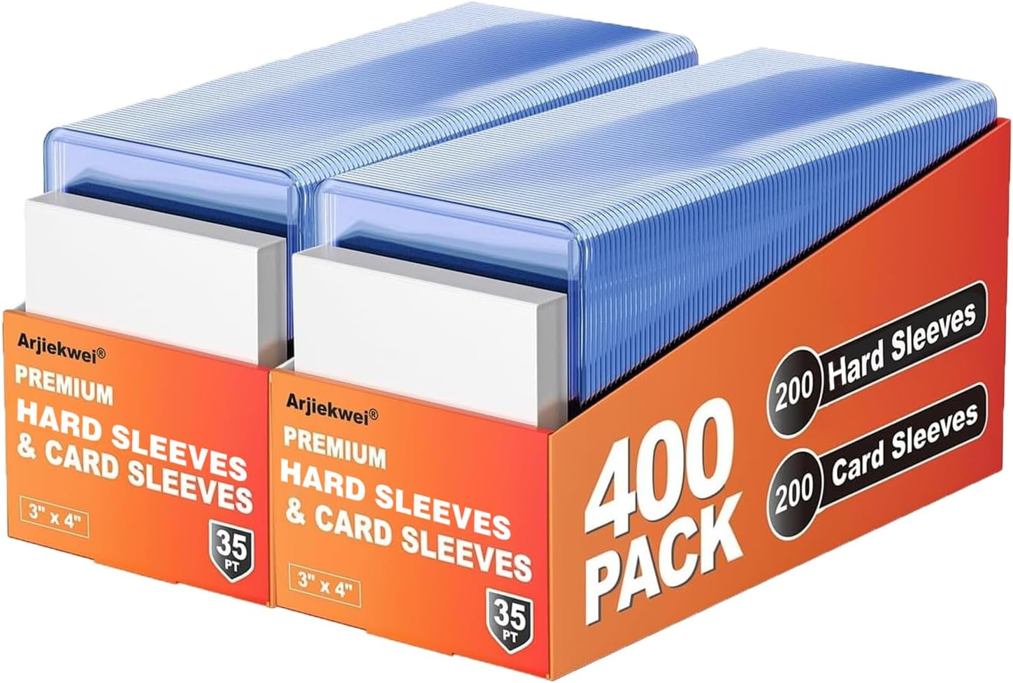 400 Card Sleeves Hard Plastic, 3″X4″ Baseball Cards Protectors Plastic, Premium