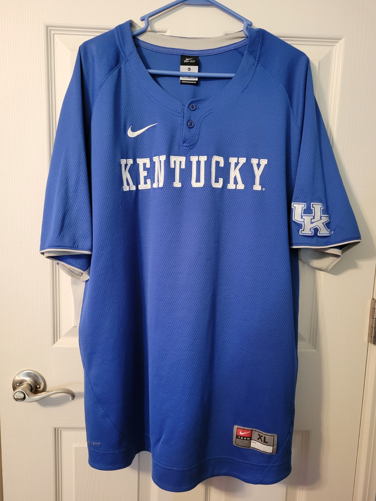 Nike Kentucky Wildcats Baseball Jersey Shirt Mens XL Royal Blue 2-Button Dri-FIT