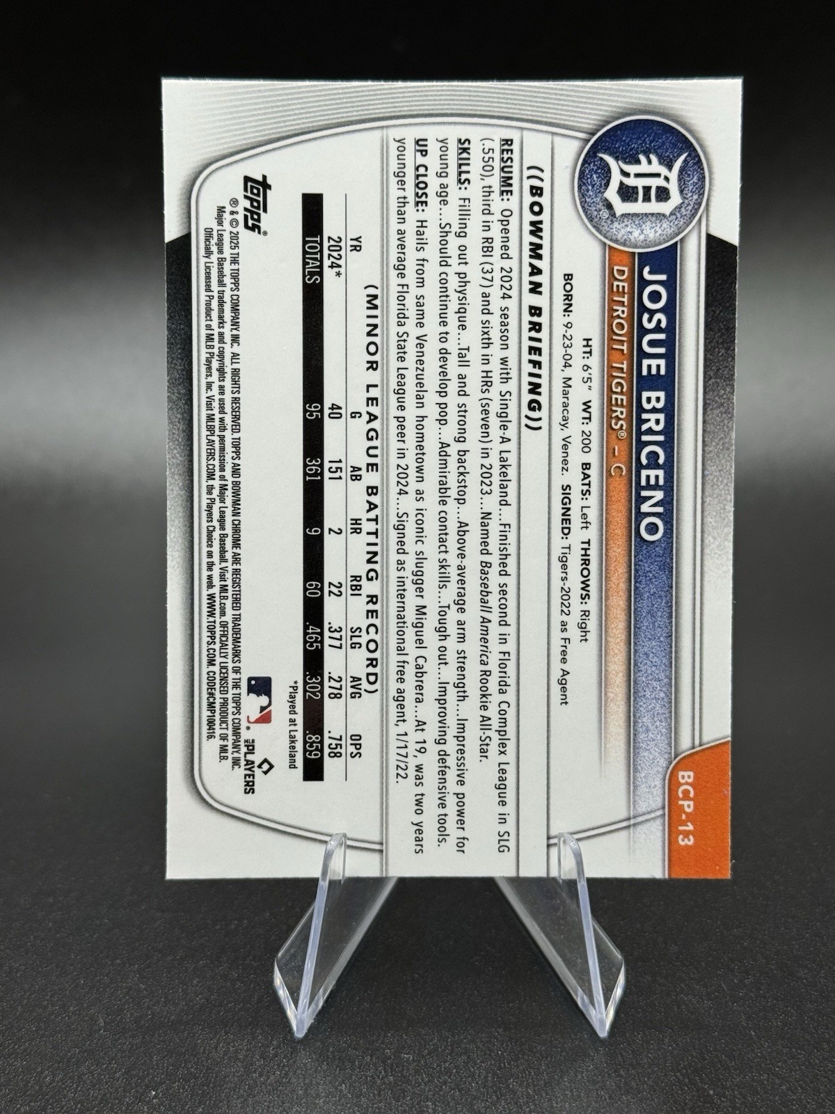 2025 Bowman Sapphire Edition – Chrome Prospects Josue Briceno #BCP-13 (RC)