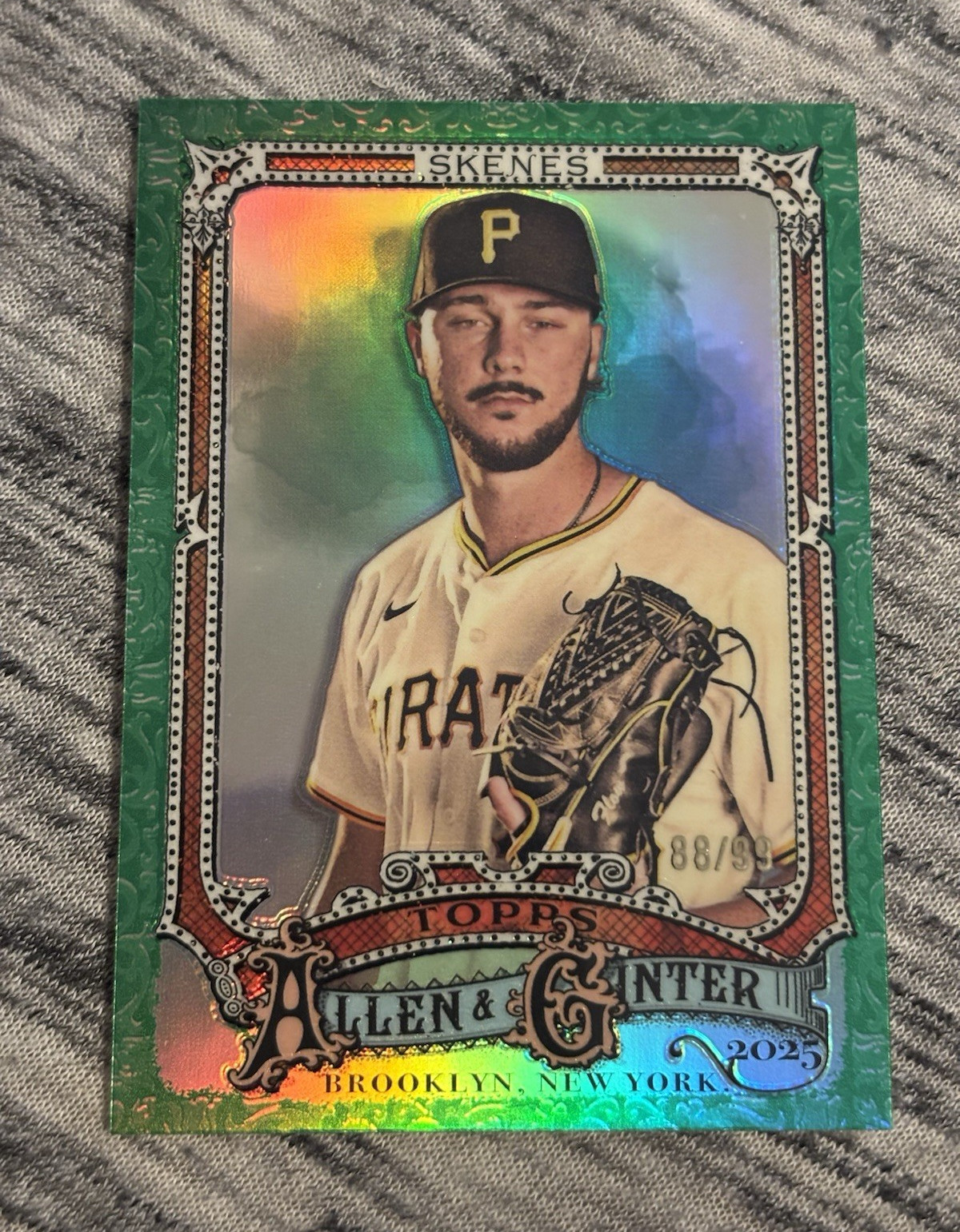 Topps 2025 Allen & Ginter Chrome Paul Skenes #128 Green Refractor /99 Pirates