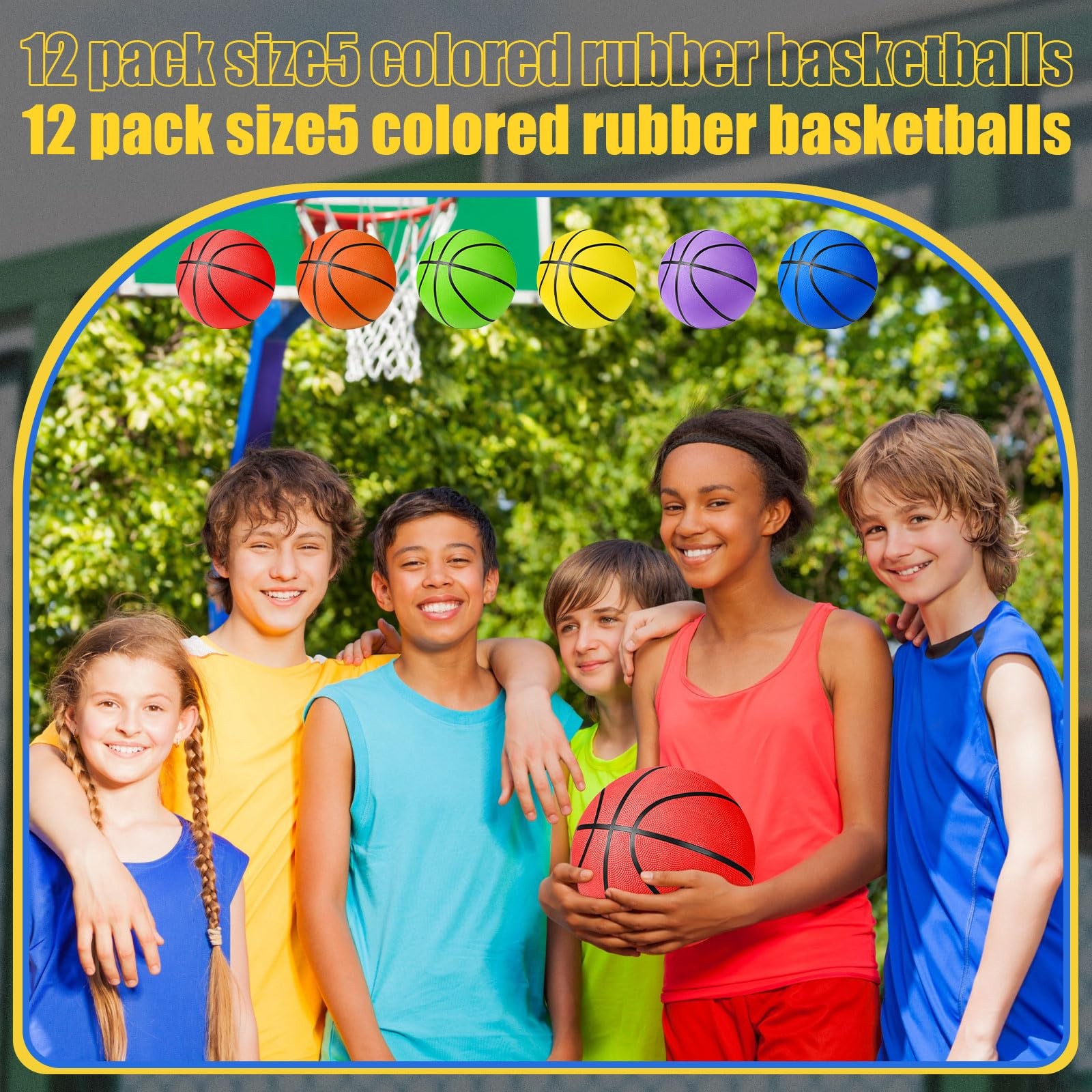 Jerify 12 Pack Size 5, 27.5″, green, blue, yellow, orange, purple, red