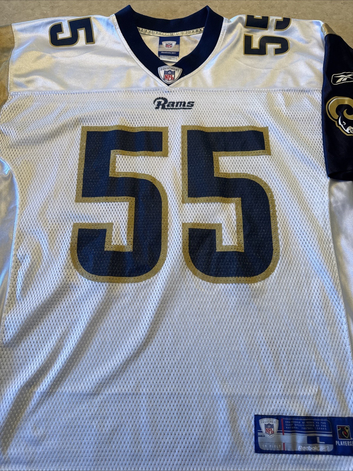 Vintage Reebok NFL James Laurinaitis White St Louis Rams Jersey #55 – Men’s L