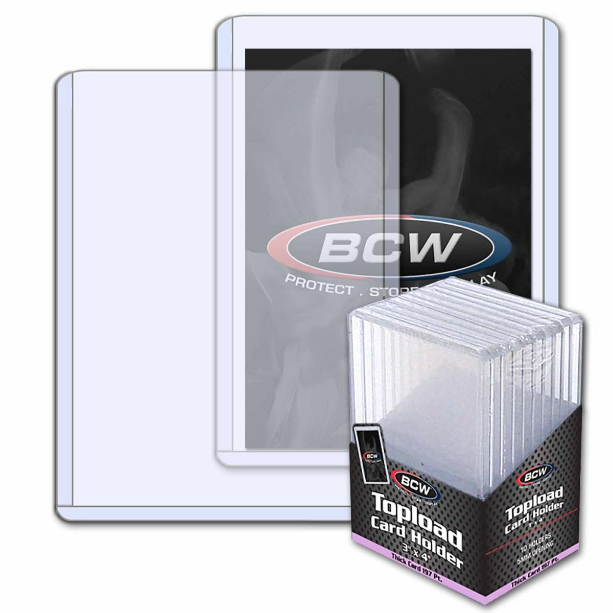 BCW 3X4 Thick Card Topload Holder 197 PT Toploader (10) Per Pack Sports Gaming