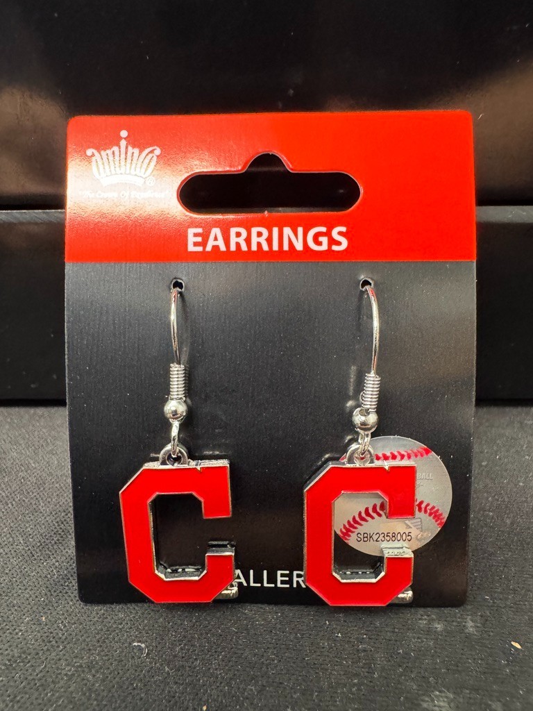 MLB Cleveland Guardians Dangle Logo Earrings Hypo Allergenic Indians