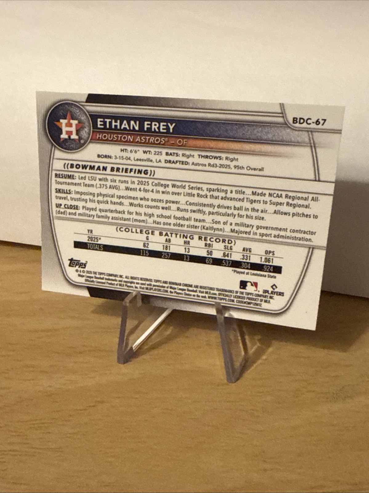 2025 Bowman Draft – Chrome Ethan Frey #BDC-67 (RC)