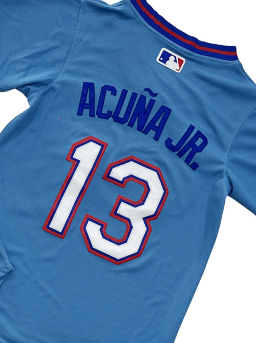 ​​Tariffs​ Free! YOUTH’S Braves #13 Ronald Acuna Jr. City Blue Pullover Jersey.