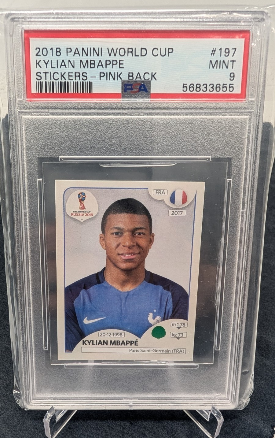 2018 Panini World Cup Russia Kylian Mbappe Rookie #197 Pink Back PSA 9