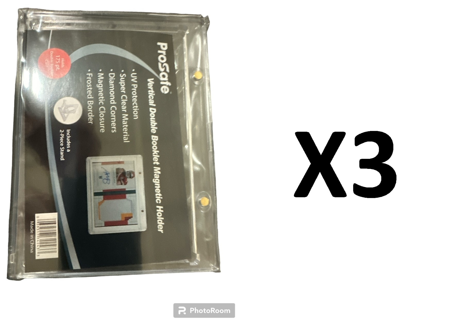 3x Pro Safe Magnetic Vertical Double Booklet Card Holder One Touch 175pt 34243