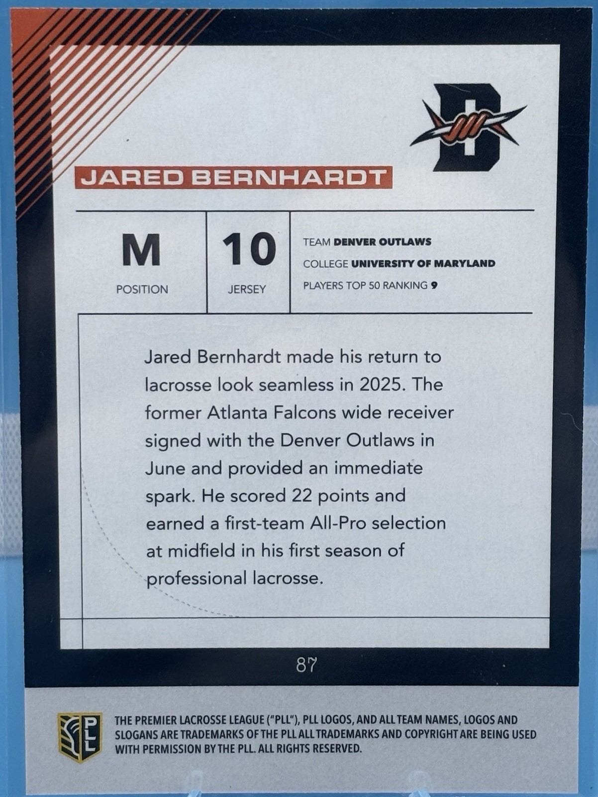 2026 PLL – Fieldside II – Jared Bernhardt (RC) Blue Parallel 25/99