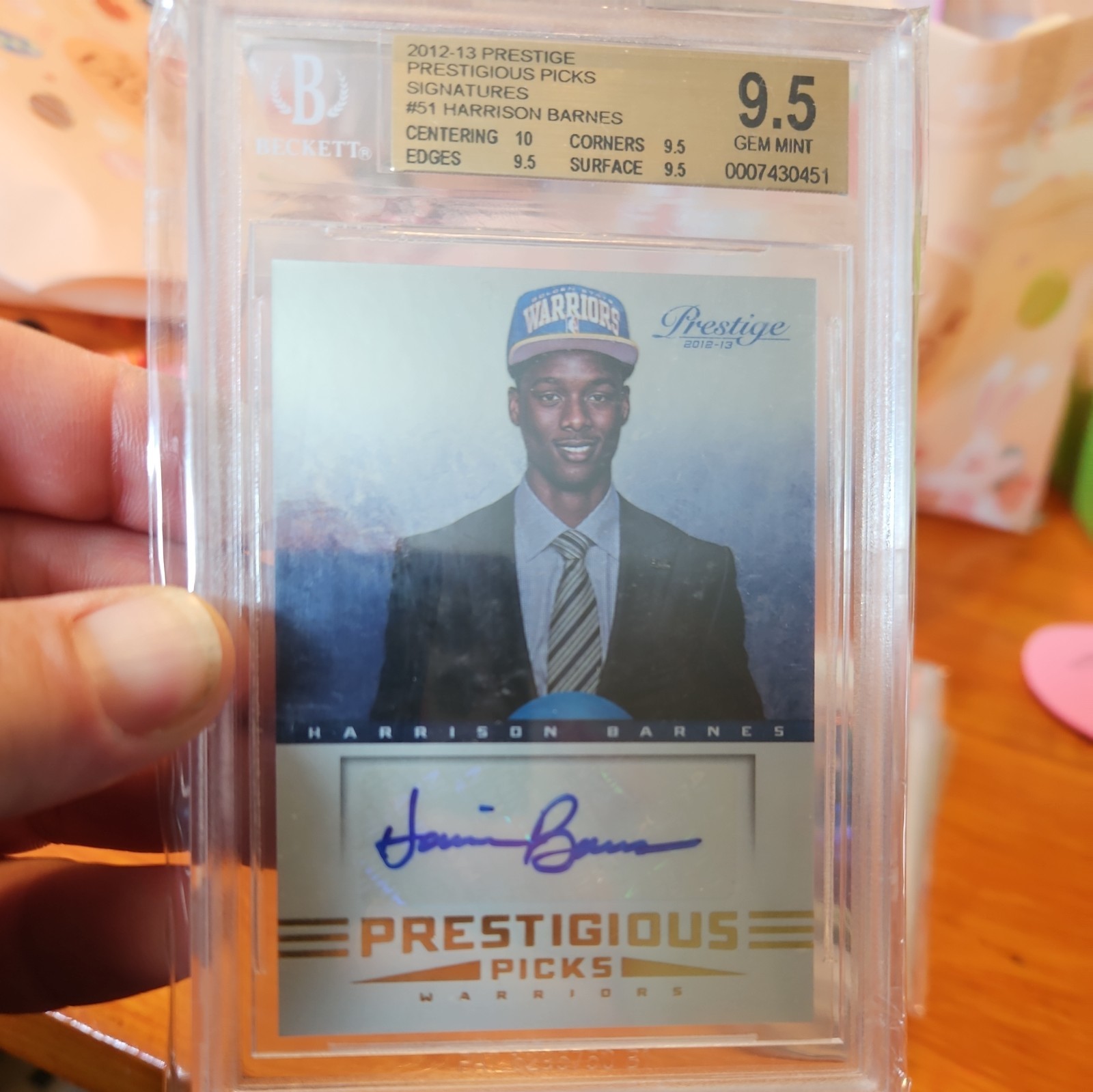 2012-13 Panini Prestige Prestigious Picks Signatures Harrison Barnes Auto Golden