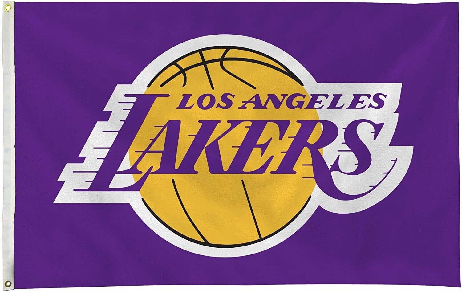 Los Angeles Lakers 3×5 Banner Flag Black Basketball NBA Grommets Lebron Kobe New