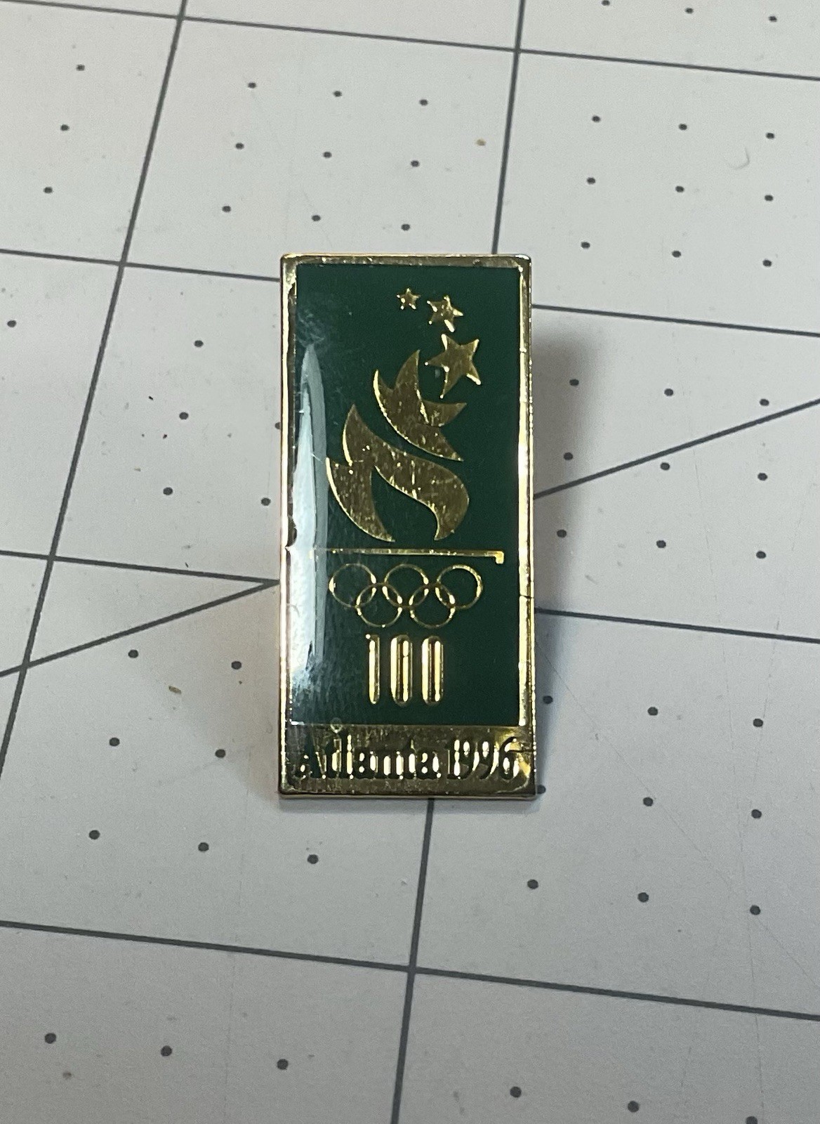 Atlanta 1996 100th Anniversary Olympic Rectangular Pin (Made in 1992)