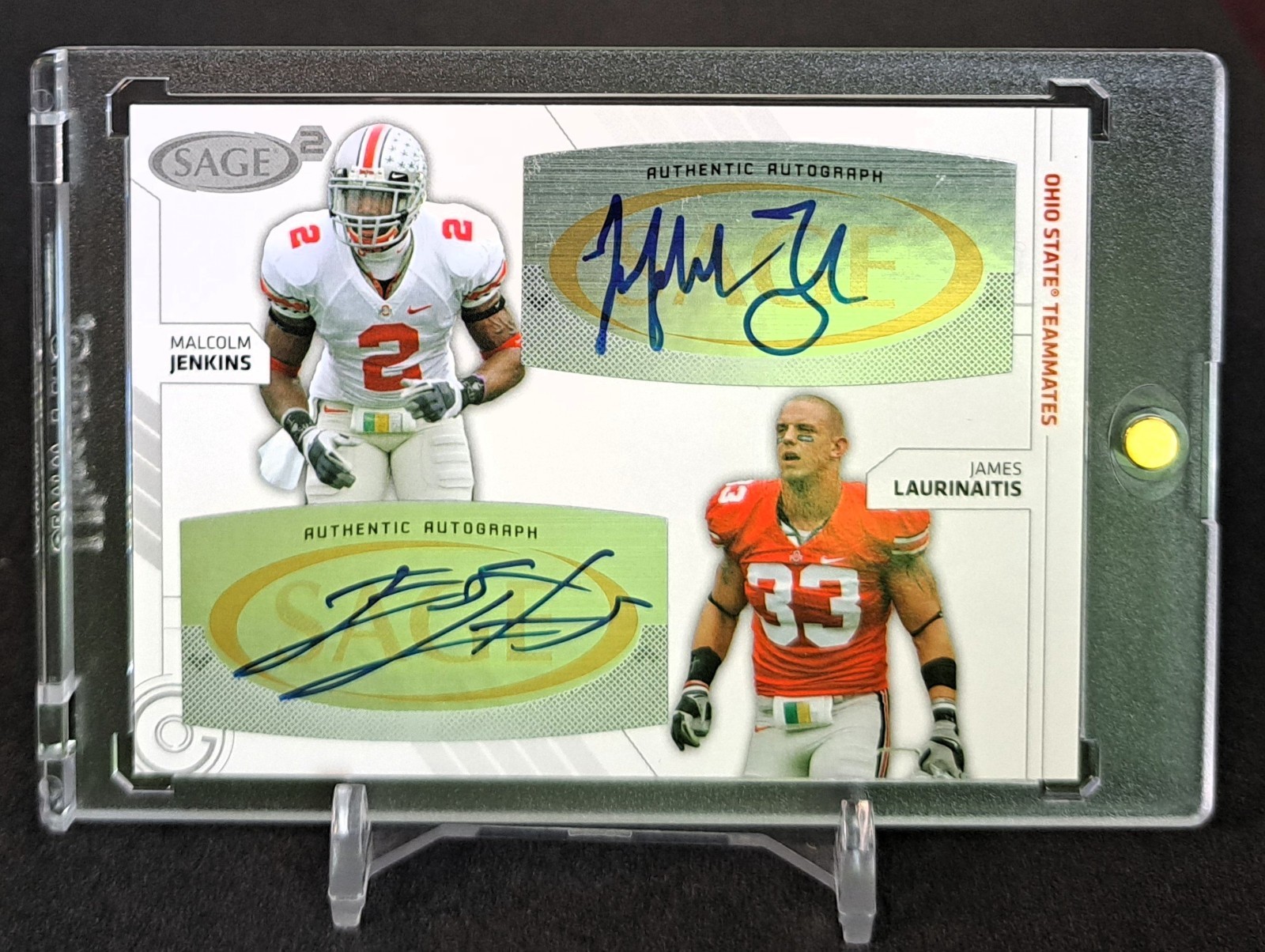 2009 Sage Squared JAMES LAURINAITIS MALCOLM JENKINS DUAL AUTO RC SP Ohio State