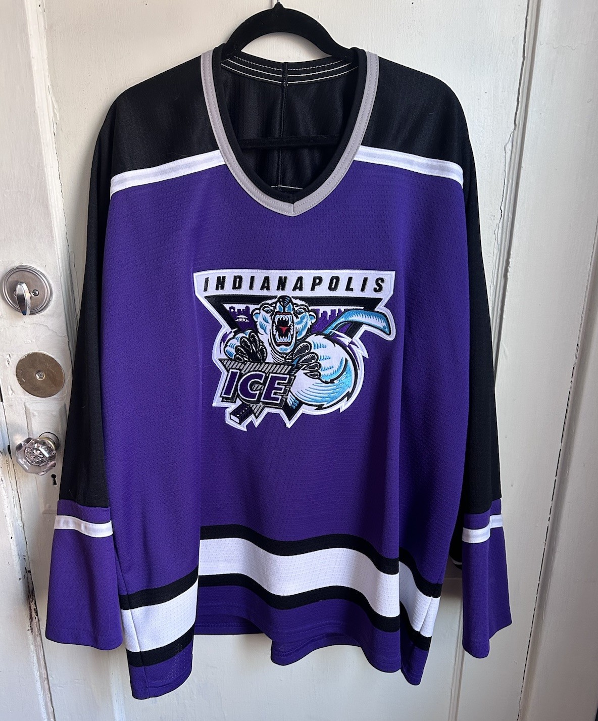 Vintage Bauer SZ: XL Indianapolis Ice Hockey Away Jersey IHL NHL