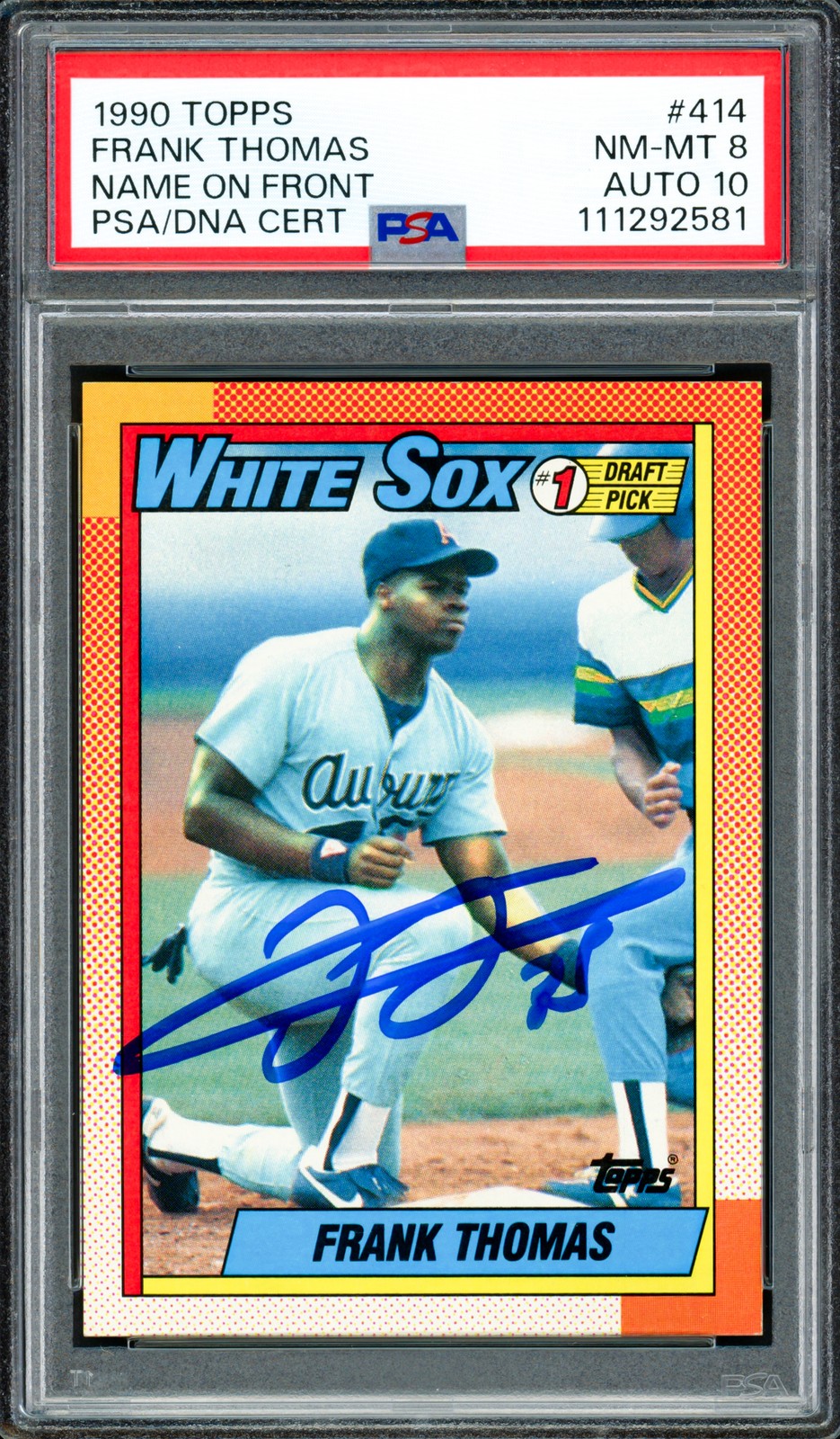 Frank Thomas Signed 1990 Topps RC 414 Chicago White Sox PSA 8 Auto GM 10 PSA/DNA