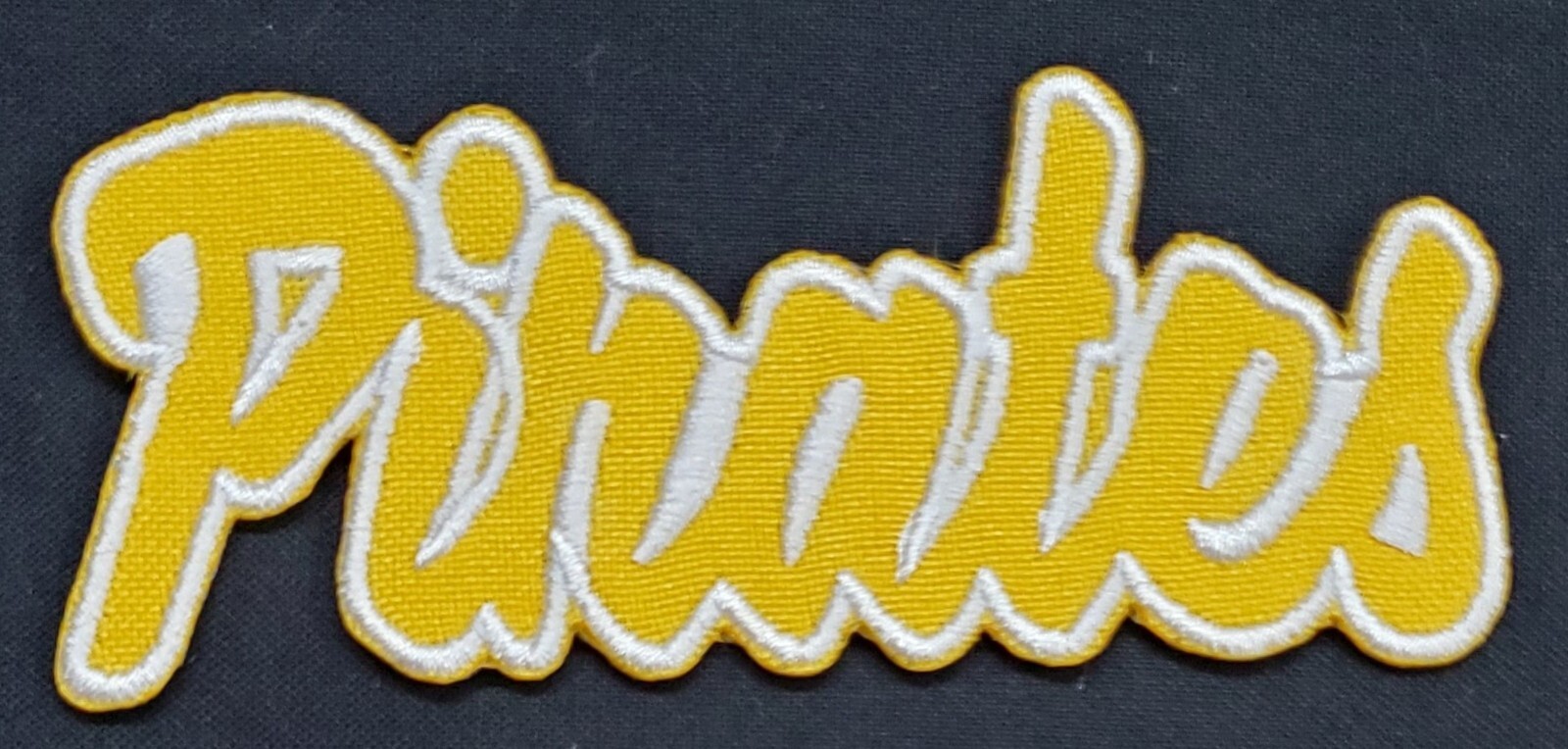 Pirates Text Embroidered Applique Iron On Patch Various Sizes Customize