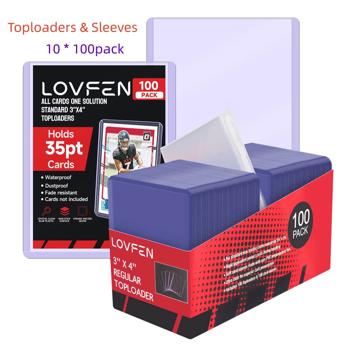 1000CT Standard 3×4 Toploaders & 1000pcs Sleeves 35pt Cards Holder 10*100Pack