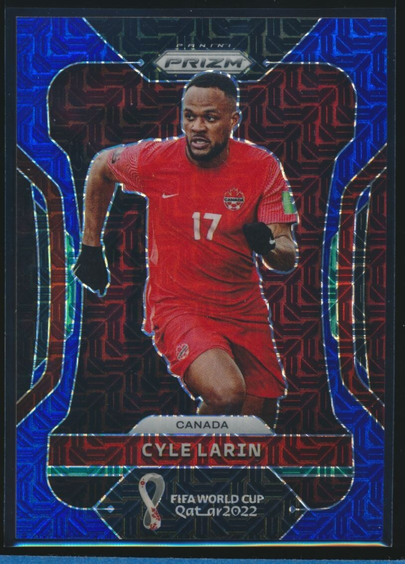 2022 Panini Prizm World Cup Qatar Blue Mojo Prizm /75 Cyle Larin #47 Canada