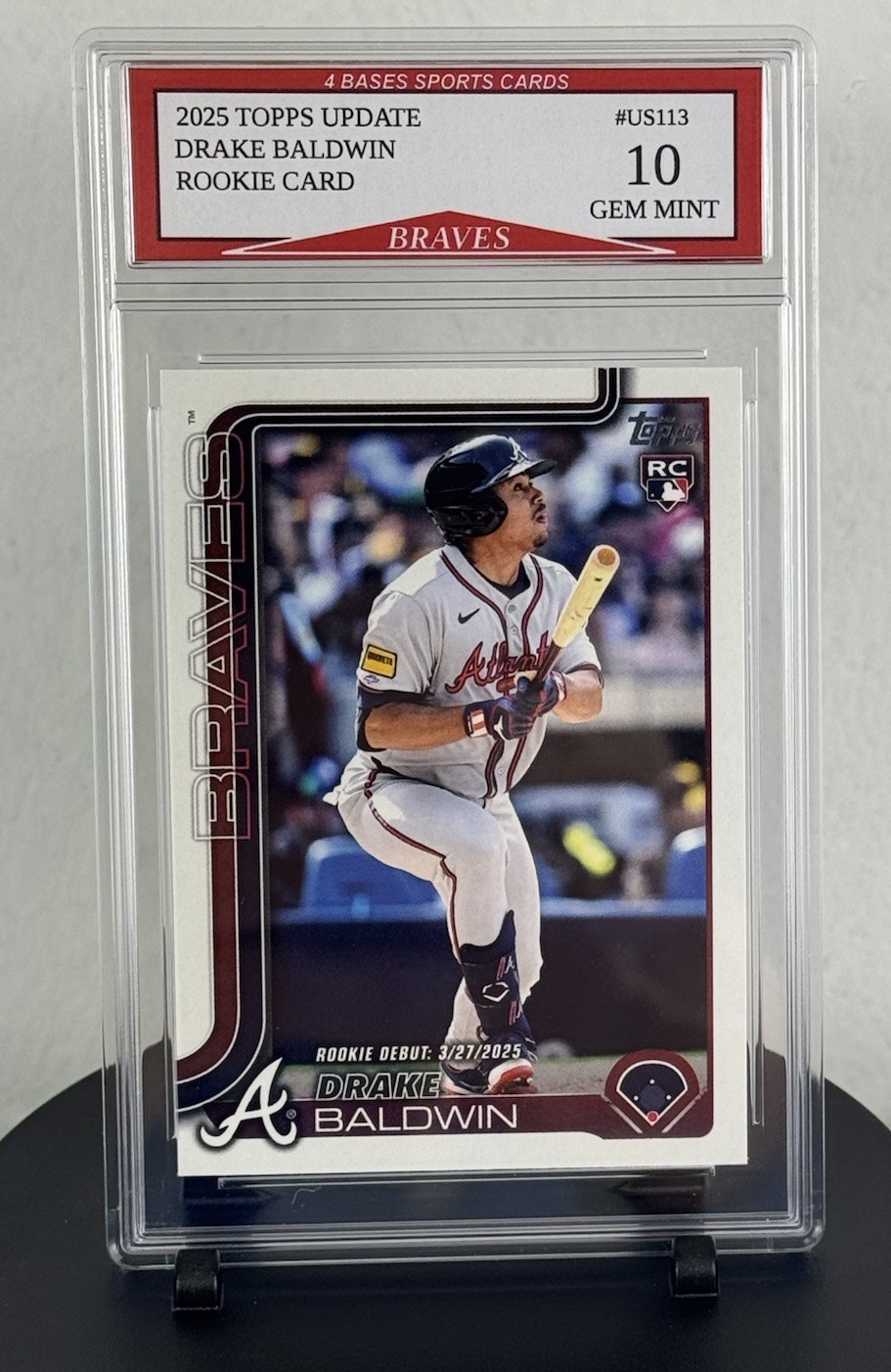 2025 Topps Update Drake Baldwin Atlanta Braves Rookie Card Graded Gem Mint 10