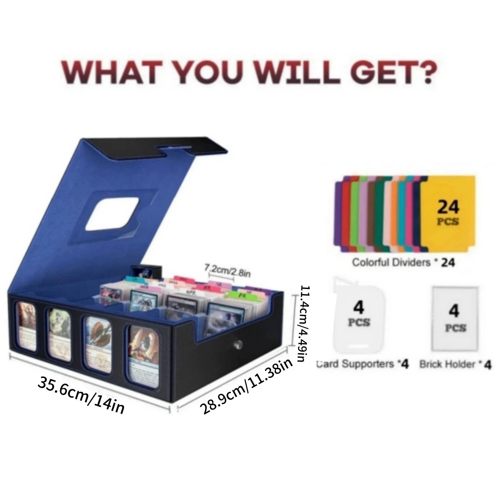 Trading Card Storage Box for 3200+, Leather Storage Box with Strong Closure