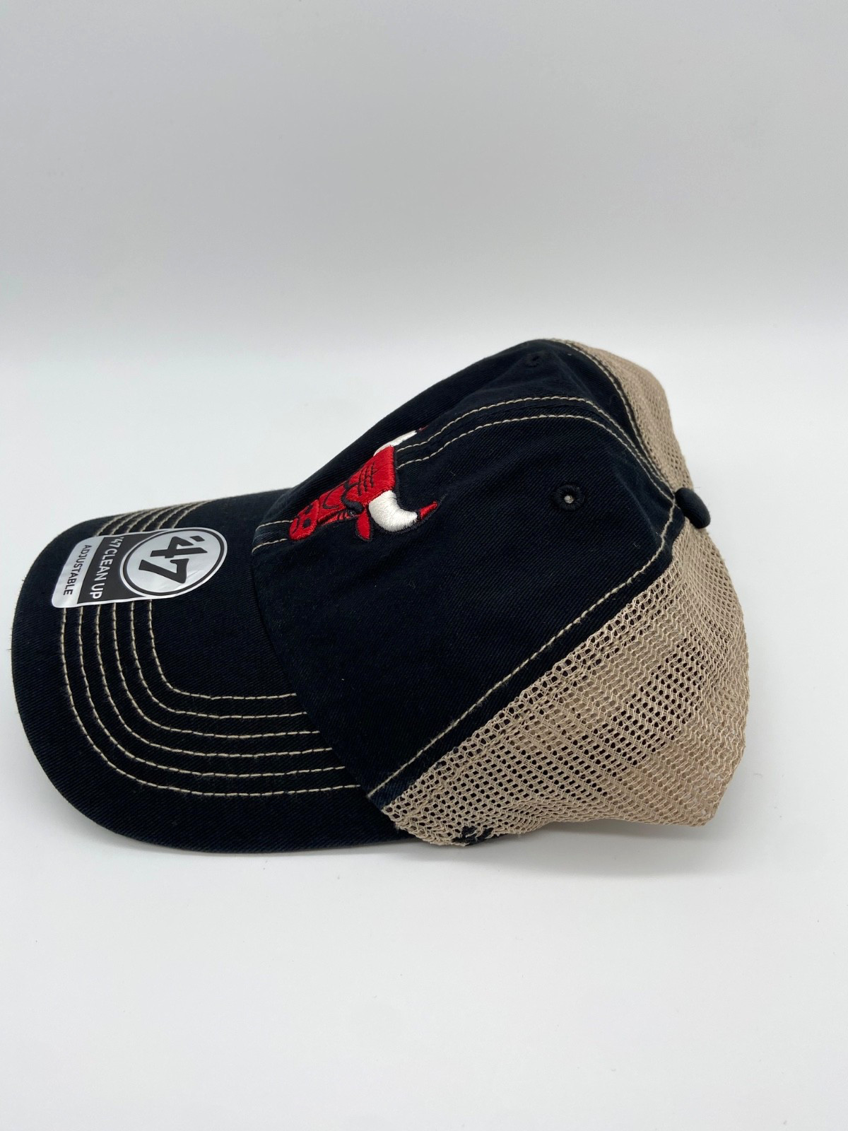 Chicago Bulls Black Hat Mesh Snapback Trucker ’47 Brand Clean Up Cap NBA New