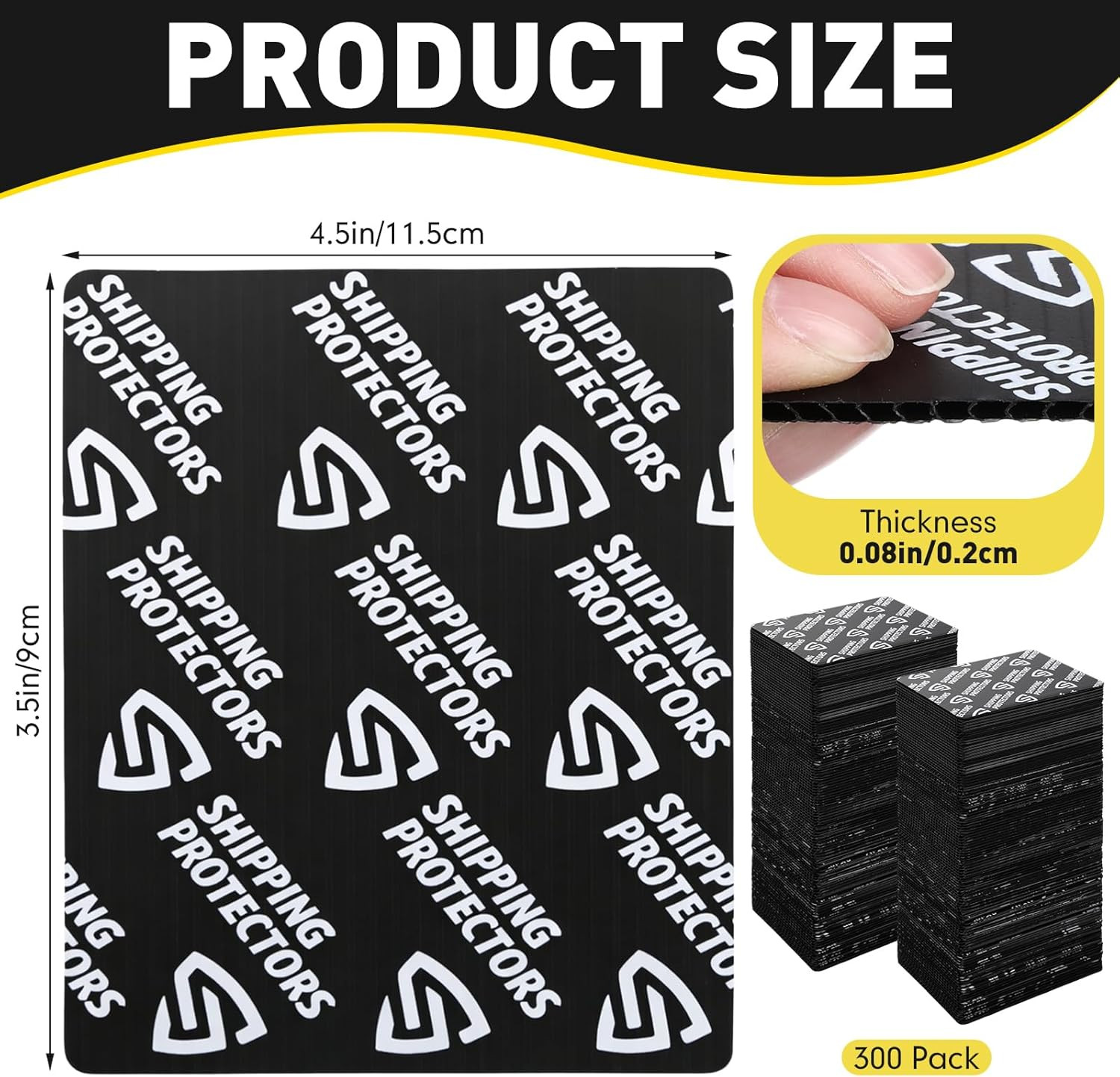 300 Pcs Trading Card Shipping Protector Bulk 3.5 X 4.5 Inch Black Card Shipping