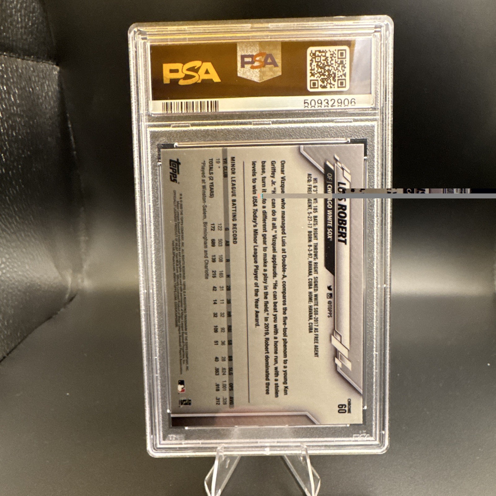 Topps 2020 Chrome Luis Robert #60 Batting RC Base Set Chicago White Sox PSA 10