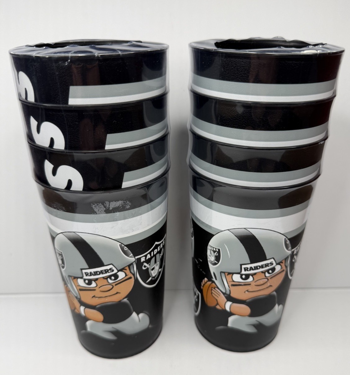 Oakland Raiders NFL Party Animal Reusable Plastic 22oz Cups Lot Of 8