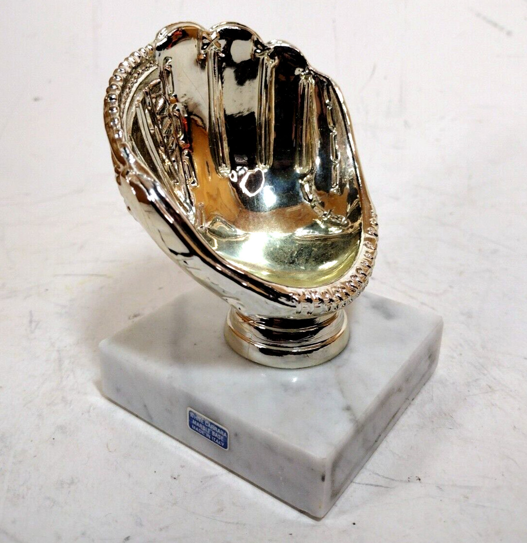 Vintage Trophy Style Prize Baseball Holder White Marble Base Made In Italy