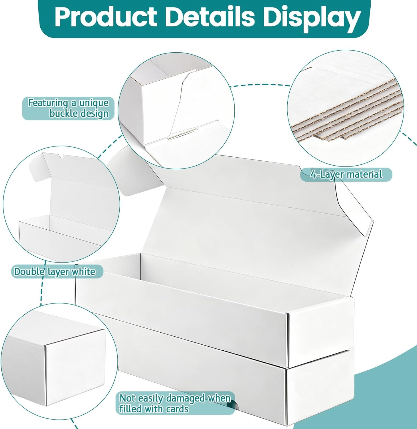 12-Pack 1100 Count Trading Card Storage Box, White Corrugated Cardboard Storage