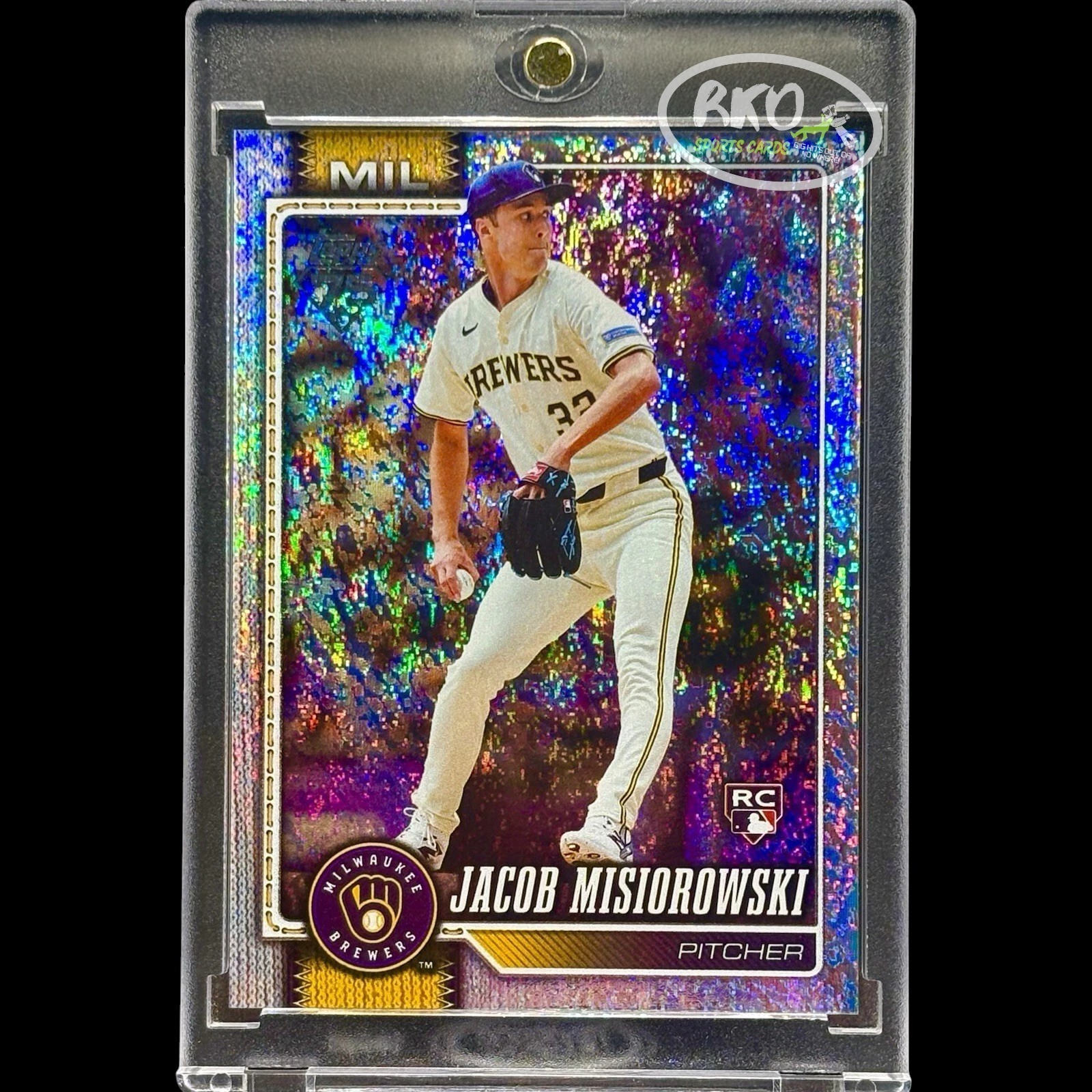 Jacob Misiorowski RARE ROOKIE RC SHIMMER REFRACTOR FOIL CARD BREWERS MINT